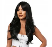 Ozdoby do włosów - Peruka czarna peruki damskie Jak naturalna +czepek - miniaturka - grafika 1