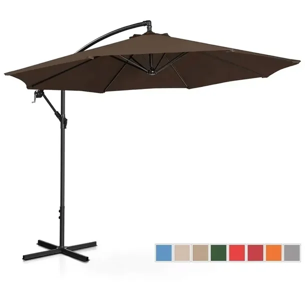 Duży Parasol Ogrodowy Materiał Śr. 300 Cm Brązowy Uniprodo