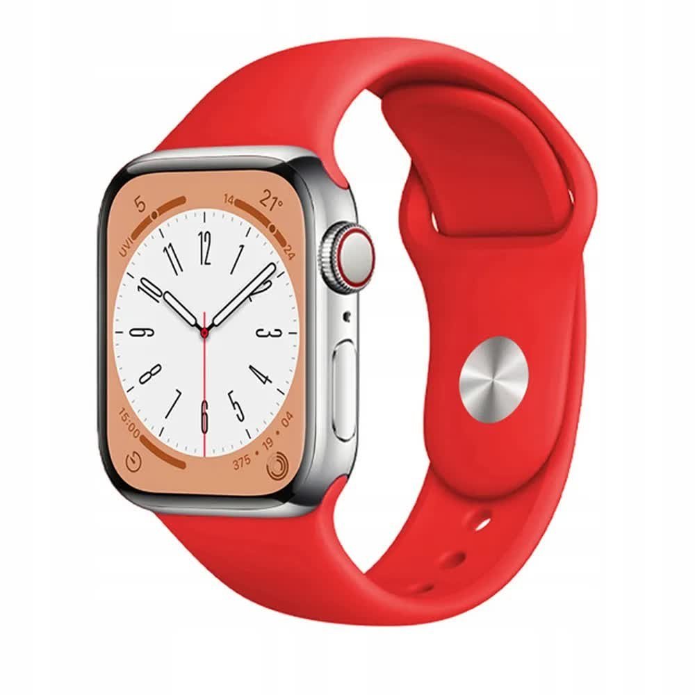 PASEK do Zegarka APPLE WATCH GUMOWY 42/44/45mm CZERWONY