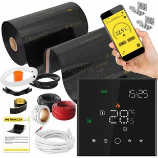 Folia grzewcza na podczerwień MISSION AIR Black Gold PTC 160W/m² (2mb x 50cm) + regulator Leo Czarny WiFi - Ogrzewanie podłogowe - miniaturka - grafika 1