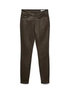 Spodnie damskie - Vero Moda Spodnie z imitacji skóry Flash 10314591 Brązowy Skinny Fit - miniaturka - grafika 1