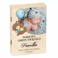 Pamiątka Chrztu Świętego - Sztućce dla dzieci zestaw w drewnianym etui z nadrukiem - miniaturka - grafika 1