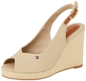 Espadryle damskie - TOMMY HILFIGER Damska flaga HIGH WEDGE ESPAD SLINGBACK Espadryle, BEŻOWY (chrzan), 36 UK, Beżowy chrzan, 39 EU - miniaturka - grafika 1