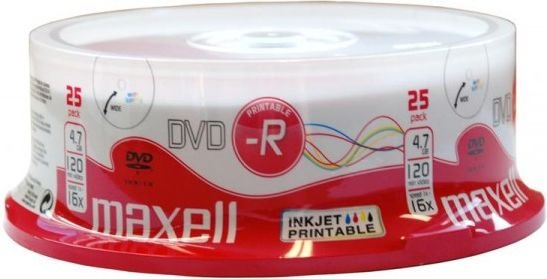 Xlayer DVD-R 4.7GB Maxell 16x Inkjet white 25er Cakebox 276013