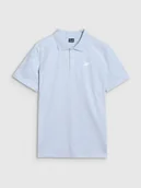 Koszulki męskie - 4F Koszulka polo regular z nadrukiem męska - niebieska M - miniaturka - grafika 1