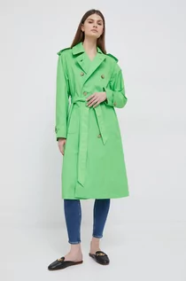 Płaszcze damskie - Tommy Hilfiger trencz bawełniany kolor zielony przejściowy - grafika 1