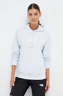 New Balance bluza damska kolor niebieski z kapturem z nadrukiem - Bluzy damskie - miniaturka - grafika 1