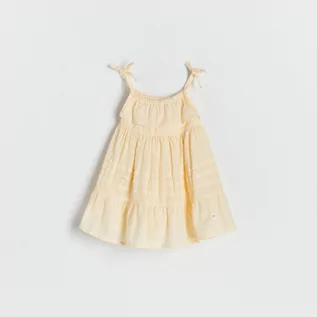 Sukienki i spódniczki dla dziewczynek - Reserved - Bawełniana sukienka na ramiączkach - Żółty - grafika 1