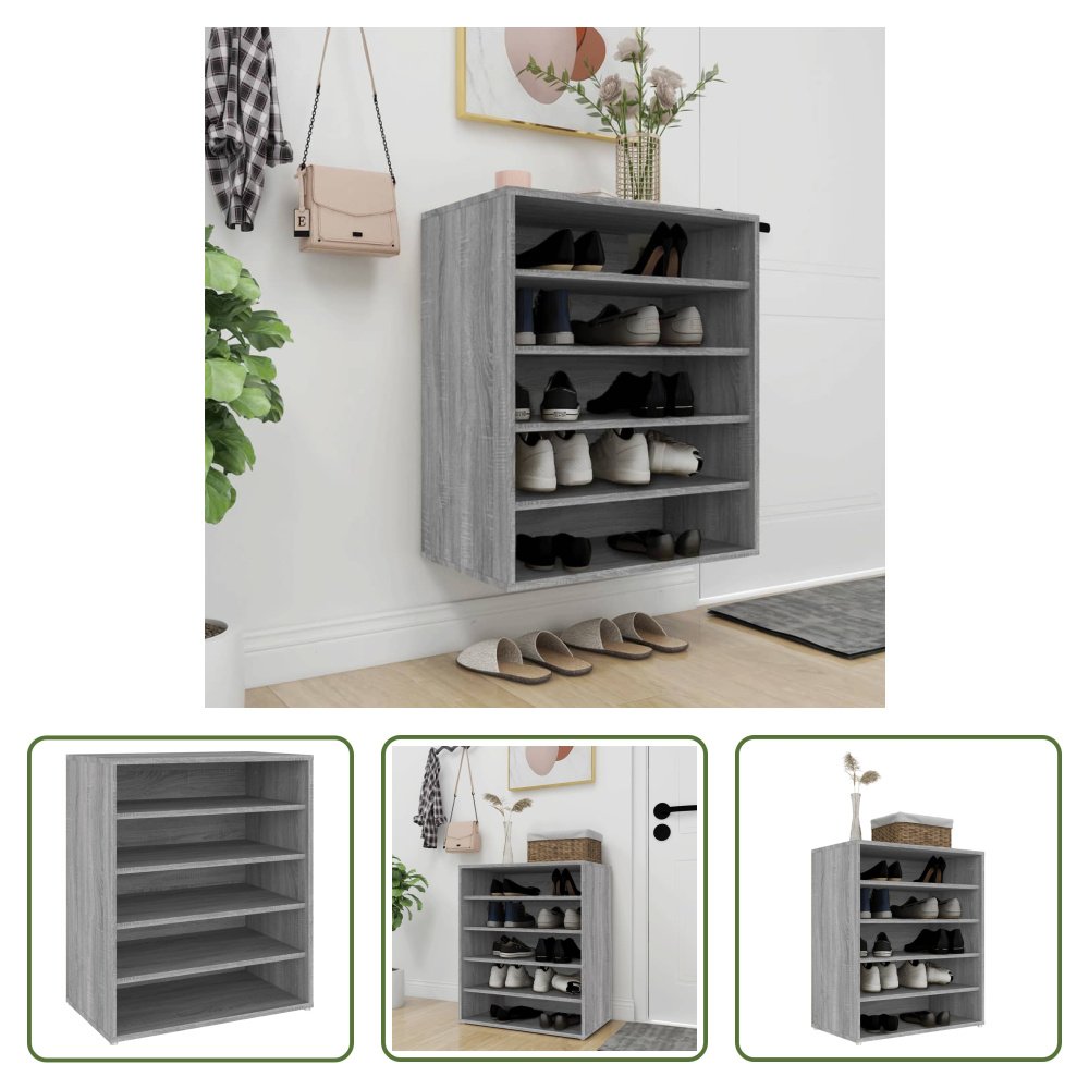 The Living Store Szafka na buty szara Sonoma 60x35x70 cm Materiał drewnopochodny