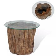 Ławy i stoliki kawowe - vidaXL Stolik kawowy, drewno tekowe i szkło, 50 x 40 cm - miniaturka - grafika 1