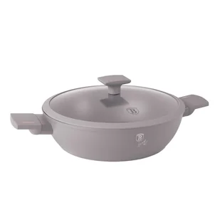 PŁASKI GARNEK TYTANOWY Z POKRYWĄ 30cm BERLINGER HAUS BH-8099 TAUPE - Garnki - miniaturka - grafika 1