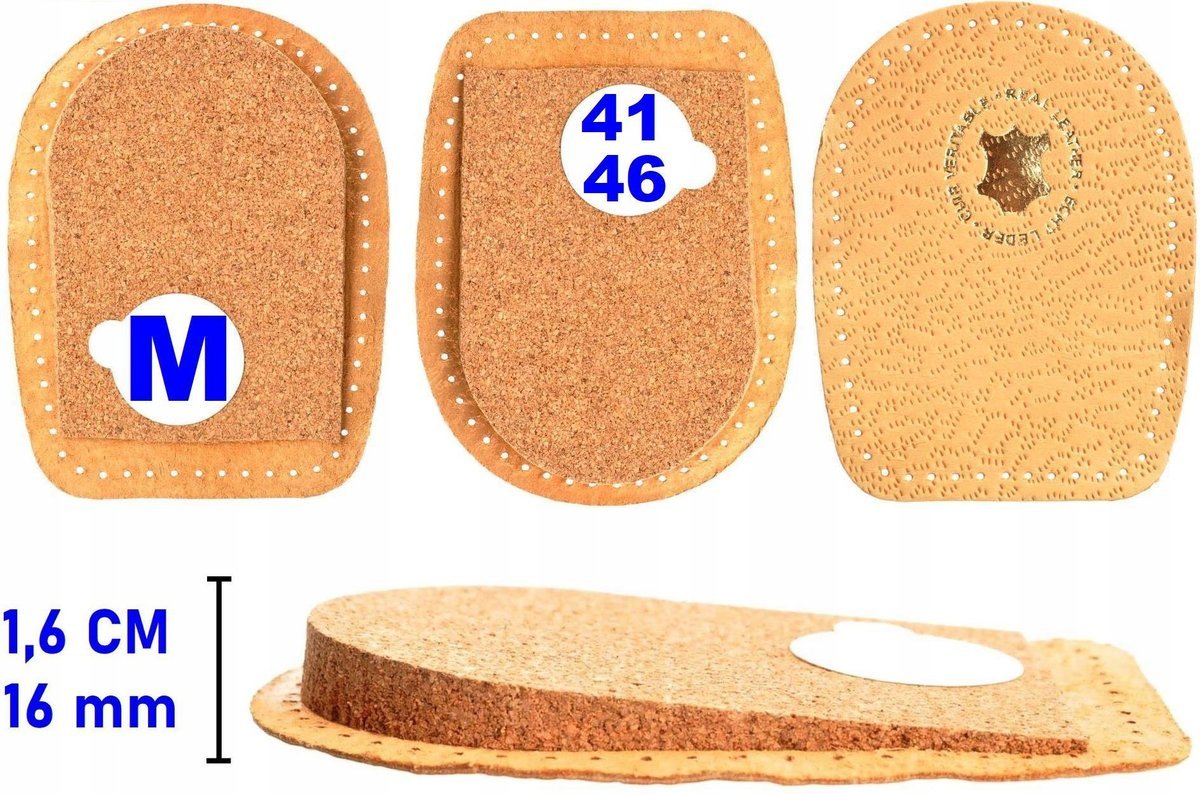 MĘSKIE Podpiętki 1,6 cm SKÓRA PEKARI Wkładki PODWYŻSZAJĄCE 16 mm 41 42 43 44 45 46