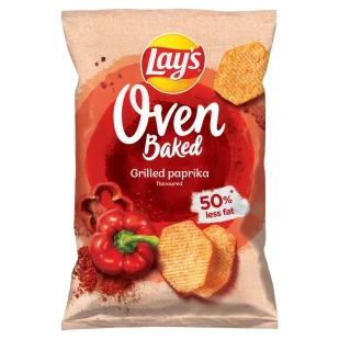 Lays Oven Baked Pieczone formowane chipsy ziemniaczane o smaku grillowanej papryki 125 g - Chipsy - miniaturka - grafika 1