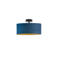Lampy sufitowe - Granatowa lampa sufitowa do salonu WENECJA VELUR fi - 30 cm kolor granatowy ze złotym wnętrzem - miniaturka - grafika 1
