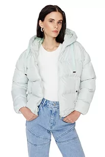 Trendyol Damska kurtka oversize z kapturem, tkana kurtka wierzchnia, Miętowy, M - Kurtki damskie - miniaturka - grafika 1