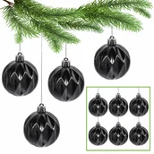 Bombki - Antracytowe bombki choinkowe, zestaw plastikowych bombek, ozdoby choinkowe 6cm, 6 szt. 1 paczka - miniaturka - grafika 1