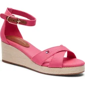 Sandały damskie - Tommy Hilfiger Koturny | z dodatkiem skóry - miniaturka - grafika 1