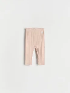 Reserved - Bawełniane legginsy w prążek - pastelowy róż - Śpiochy dla niemowląt - miniaturka - grafika 1