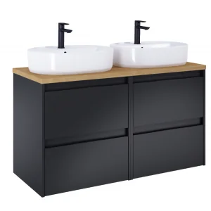 ROCA A852042532 ALPINE zestaw meblowy z blatem 2 szufladowy 120 Czarny Mat - Szafki łazienkowe - miniaturka - grafika 1