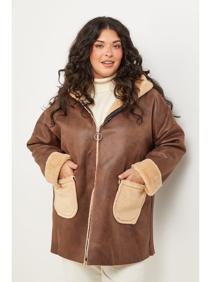 Curvy Lady Kurtka przejściowa w kolorze brązowym