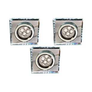 Candellux Zestaw Trzech Opraw Ss-22 Ch/Tr+Wh Gu10 50W+Led Smd 230V Biały 2,1W Chrom Opr Strop Stała Kwadratowa Szkło Transparentne 99-54746 - Lampy pozostałe - miniaturka - grafika 1
