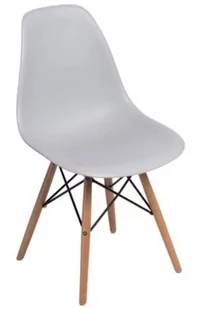 Fotel biurowy, krzesło biurowe D2.Design Krzesło P016W PP light grey, drewniane nogi 80382 - Fotele i krzesła biurowe - miniaturka - grafika 1
