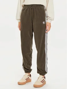 adidas Spodnie dresowe adicolor Polar IY7835 Khaki Loose Fit - Spodnie sportowe damskie - miniaturka - grafika 1