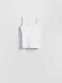 Koszulki i topy damskie - Reserved - Bawełniany top - biały - miniaturka - grafika 1