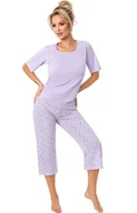 Piżamy damskie - Bawełniana piżama damska ze spodniami 3/4 Fiorella, Kolor fioletowy-wzór, Rozmiar S, Donna - Primodo.com - miniaturka - grafika 1