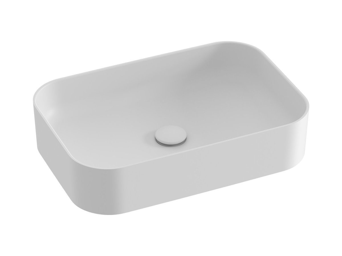 Ravak Prostokątna umywalka ceramiczna nablatowa Ceramic R Slim 550 biały mat 1szt