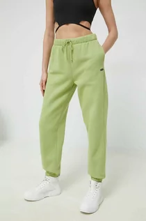 Spodnie damskie - Vans spodnie dresowe kolor zielony gładkie - grafika 1