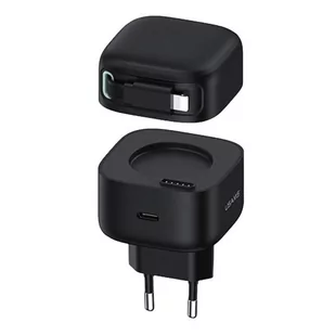 USAMS Ład. siec. 1xUSB-C ze zwijanym kablem Lighning (only head) PD+QC 35W Gan Fast Charging czarny/black XMF Series CC209TC01 (US-CC209) - Ładowarki do telefonów - miniaturka - grafika 1