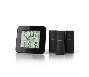 Hama - Stacja pogodowa z wyświetlaczem LCD i budzikiem 3xAAA + 3x czujnik 2xAA - Zegary - miniaturka - grafika 1