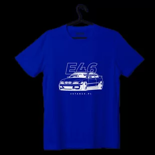 T-shirt koszulka przód BMW E46 niebieska-L - Odzież do sportów motorowych - miniaturka - grafika 1