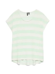 Vero Moda Koszulka w kolorze jasnozielono-białym - Koszulki i topy damskie - miniaturka - grafika 1
