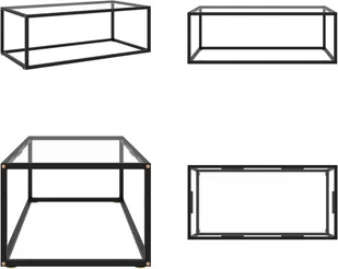 vidaXL Stolik kawowy czarny z hartowanym szkłem 100x50x35 cm - Stolik kawowy - Stoliki kawowe - Stolik boczny - Stoliki boczne - Ławy i stoliki kawowe - miniaturka - grafika 1