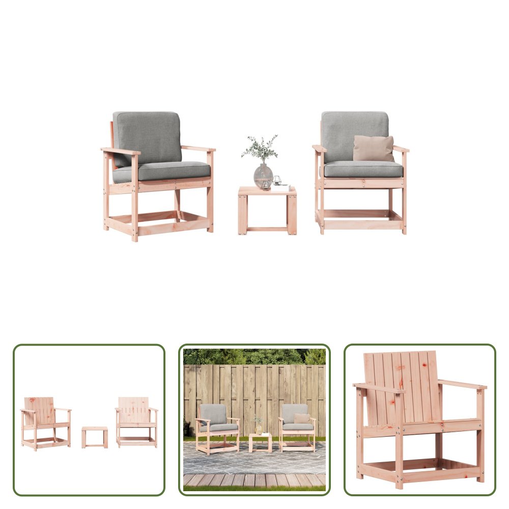 The Living Store 3-pc. Zestaw wypoczynkowy do ogrodu z litego drewna daglezji