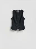 Marynarki i żakiety damskie - Reserved - Kamizelka z dodatkiem wiskozy - czarny - miniaturka - grafika 1