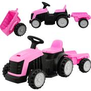Chodziki - Coil Traktor Z Przyczepą Jeździk Na Akumulator Różowy - miniaturka - grafika 1
