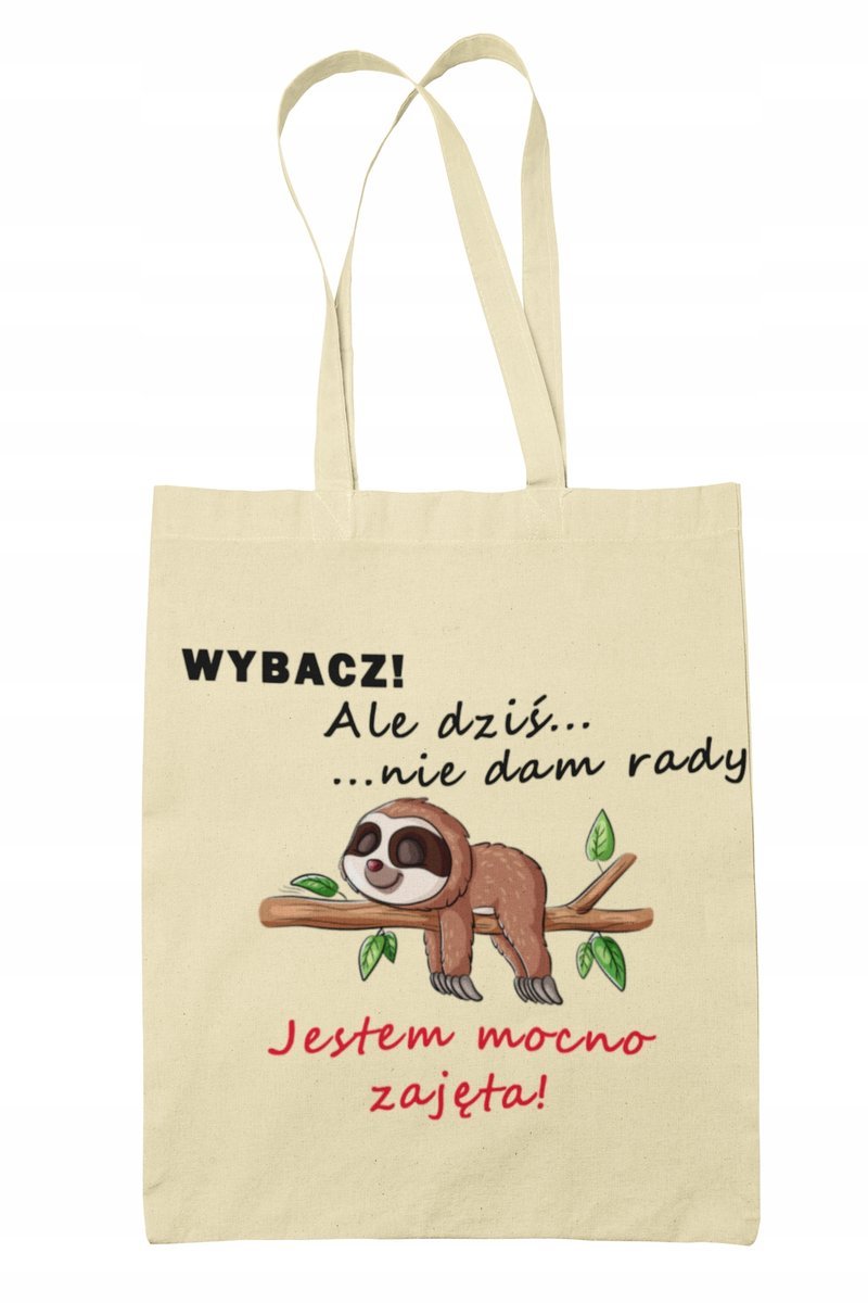 Torba Shopper-Materiał-Na Ramie- Śmieszne Leniwiec
