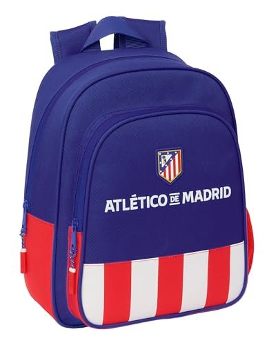 Safta ATLETICO DE MADRID - Plecak szkolny dla dzieci, idealny dla dzieci w różnym wieku, wygodny i wszechstronny, jakość i wytrzymałość, 27 x 10 x 33 cm, Czerwony/niebieski/biały, M, Casual