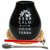 Etui do tabletów - Mate kubek do herbaty Black 350 ml | ceramiczny kubek do herbaty Mate Luka Negro | Bombilla stalowa słomka do picia Liza 19 cm | Analogowy termometr do herbaty w etui "długopis" o długości 15 cm | - miniaturka - grafika 1