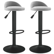 Taborety i hokery - vidaXL Stołki barowe, 2 szt., jasnoszare, obite aksamitem - miniaturka - grafika 1