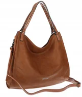 Torebki damskie - Torebka Damska Shopper worek modna duża torba A4 na Ramię 6867 Brązowa - miniaturka - grafika 1