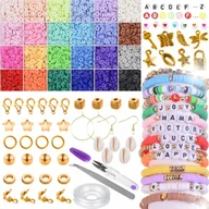 Prace ręczne dla dzieci - ZESTAW KORALIKÓW DO ROBIENIA BRANSOLETEK BIŻUTERII LITERKI XXL 6000 EL. - miniaturka - grafika 1