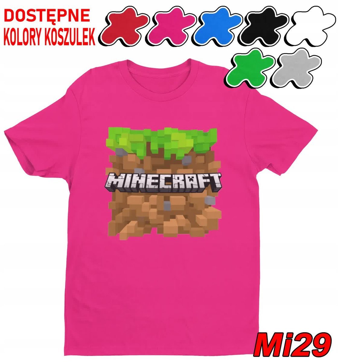 Koszulka Dziecięca Z Nadrukiem Dla Fana Mainkraft Gry Wzory -L 146-152