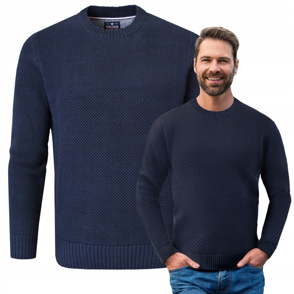Elegancki SWETER Męski GRANAT Bawełniany Premium Ciepły JONE M Pako Jeans