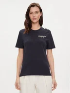 Koszulki i topy damskie - Tommy Hilfiger T-Shirt Gold Button WW0WW41211 Granatowy Regular Fit - miniaturka - grafika 1
