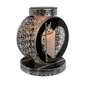 Lampiony i znicze - Znicz solarny koło 20 x 25 cm srebrny - miniaturka - grafika 1