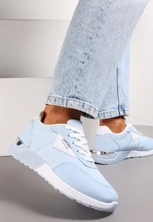 Sneakersy damskie - Niebieskie Sznurowane Buty Sportowe do Kostki na Płaskiej Podeszwie Xitla - grafika 1